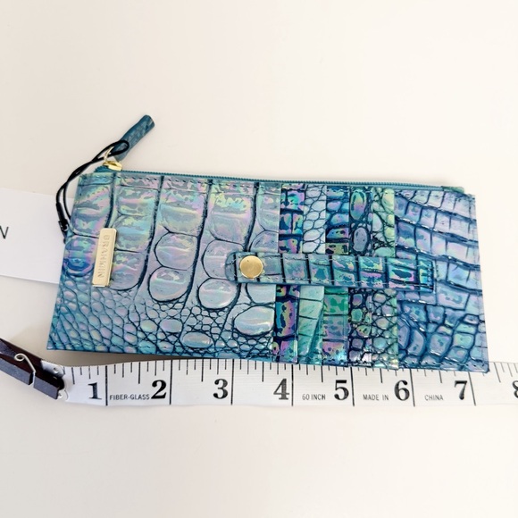 Brahmin Iridescent Croc-Embossed Blue Topaz Melbourne Wallet, Genuine Leather - Picture 11 of 13
